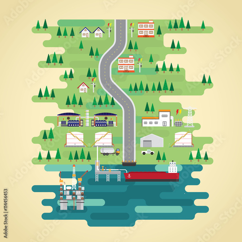 oil energy in flat design