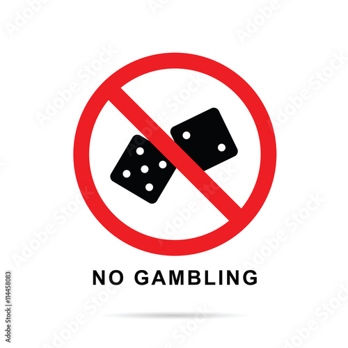 no gambling sign with black cubes