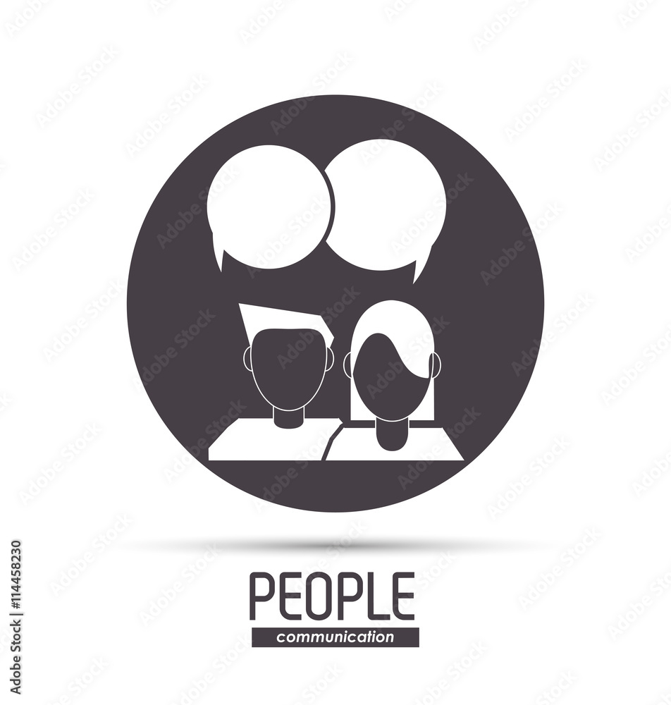 woman and man with bubble icon. People design. Vector graphic woman and man with bubble icon. People design. Vector graphic