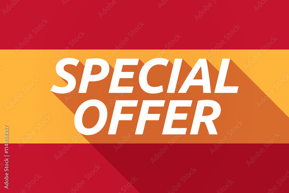 Long shadow Spain flag with the text SPECIAL OFFER Long shadow Spain flag with the text SPECIAL OFFER