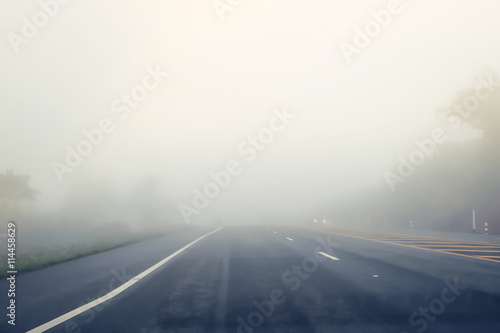 road in the fog.