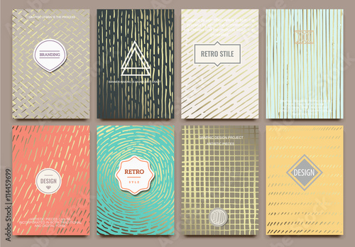 Set of Isolated creative template vector cards. Hand drawn line backgrounds. Vector banners for card, poster, invitation, flyer, party, wedding, brochure. Nice design collection