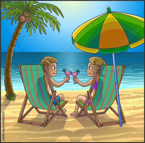 Summer relax leasure scene on the beach.