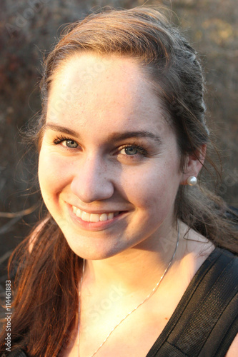 Brunette Girl With Blue Eyes