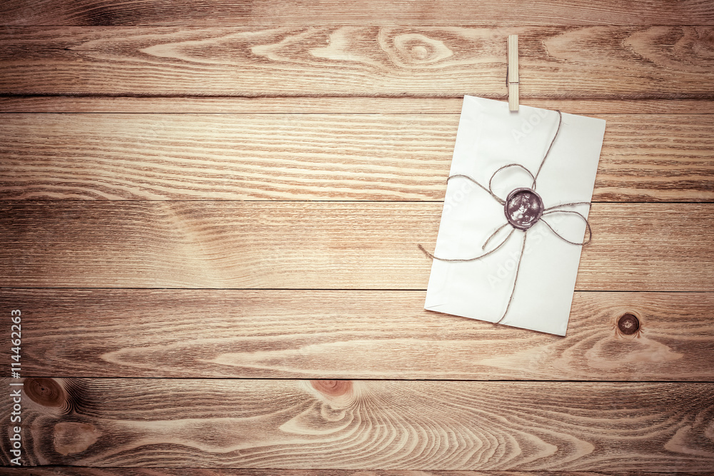 Fototapeta premium Mail envelope on rope