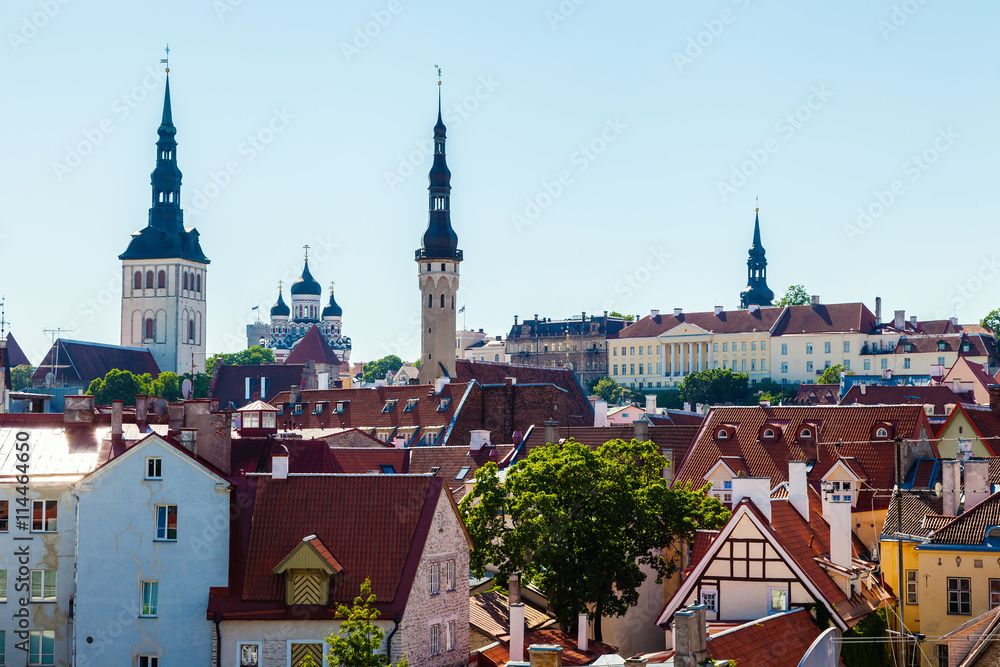 Cityscape of old town Tallinn at day, Estonia