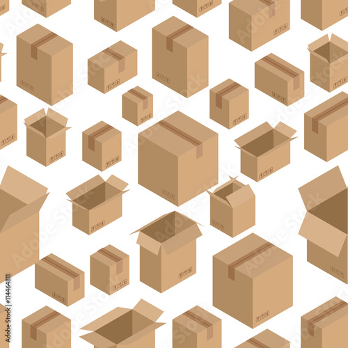 Cardboard box seamless pattern. Paper packaging background