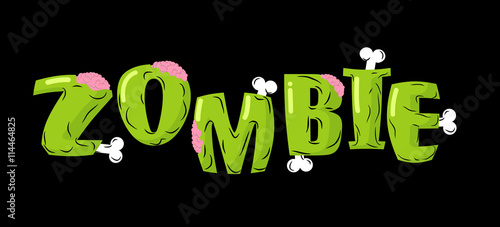 Zombie lettering. Bones and brains. Living dead typography. Gree