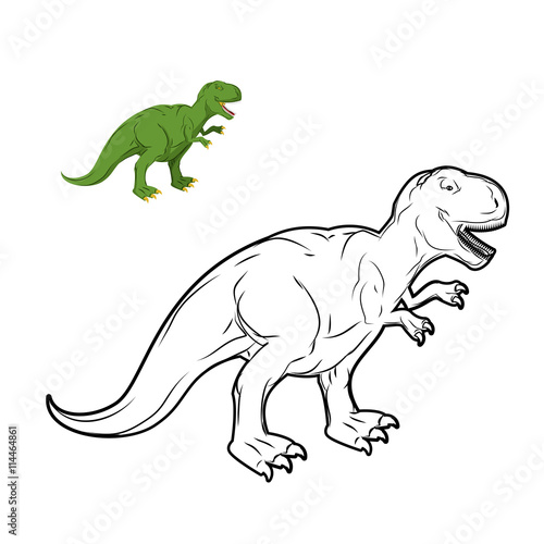 Tyrannosaurus Rex dinosaur coloring book. Prehistoric reptile li