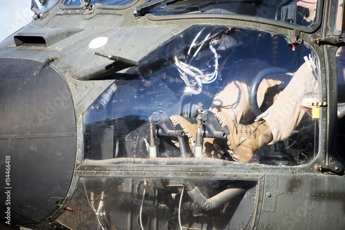 Detail of the pedals of a combat helicopter