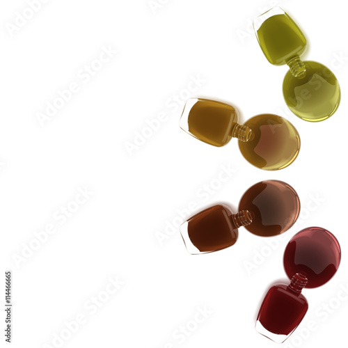 Nail lacquer leaking out of the bottle. Manicure and pedicure varnish. Vector illustration
