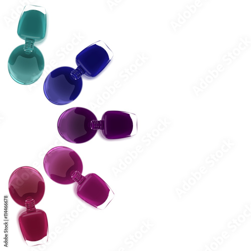 Nail lacquer leaking out of the bottle. Manicure and pedicure varnish. Vector illustration