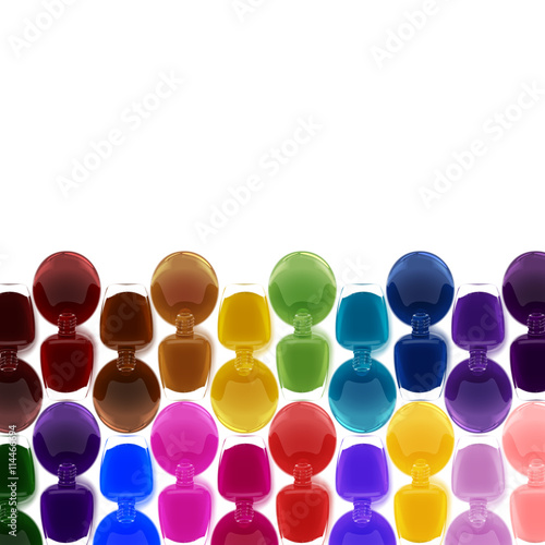Nail lacquer leaking out of the bottle. Manicure and pedicure varnish. Vector illustration