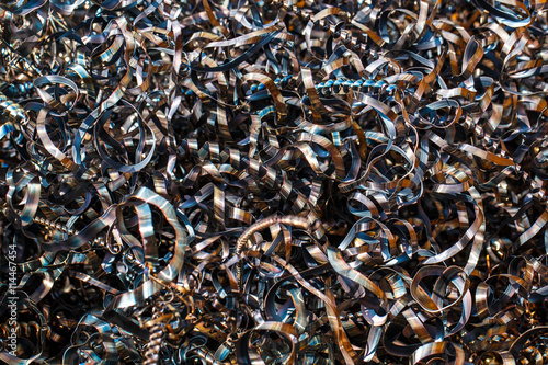 Closeup twisted spiral steel shavings