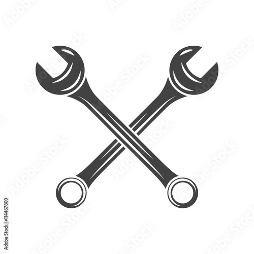 Two crossed battleaxes, battle axes. Black on white flat vector illustration, logo element isolated on white background