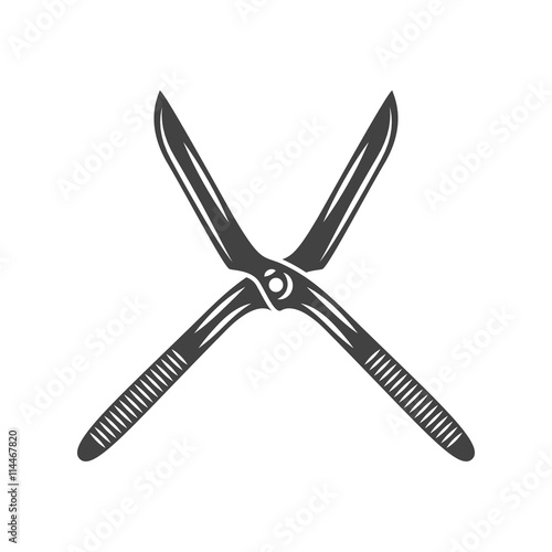 Two crossed battleaxes, battle axes. Black on white flat vector illustration, logo element isolated on white background
