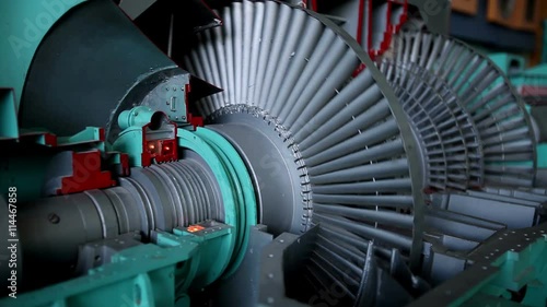 A nuclear power station. A training model of a steam turbine.