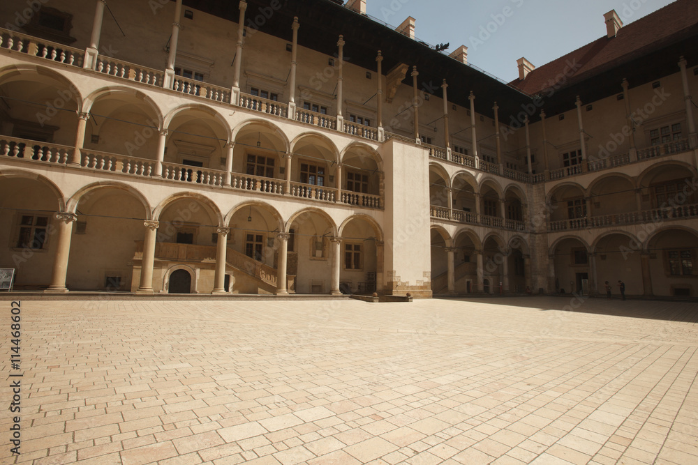 Arcades in Wawel Castle in Cracow, Poland