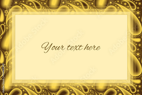 Stylish gold/yellow paisley background with a large text box