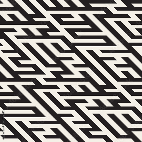 Vector Seamless Maze Diagonal Line Geometric Irregular Pattern