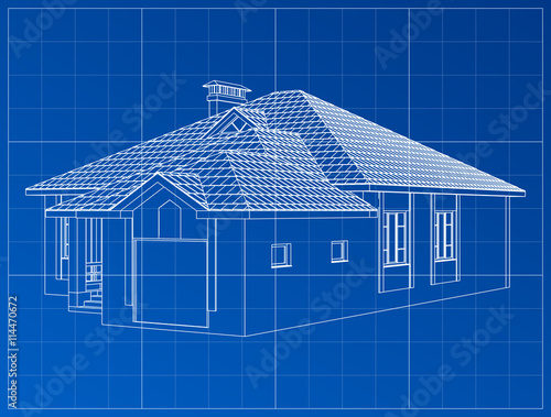 3d wireframe render of a house
