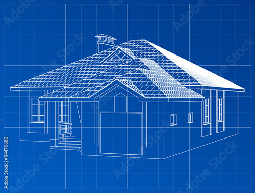 3d wireframe render of a house