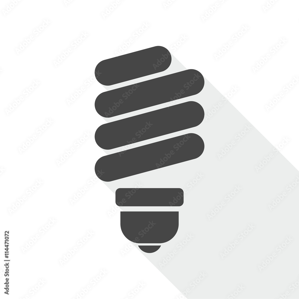 Vector energy saving light bulb icon with long shadow Vector energy saving light bulb icon with long shadow