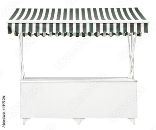 Bilde på lerret White market stall with striped awning