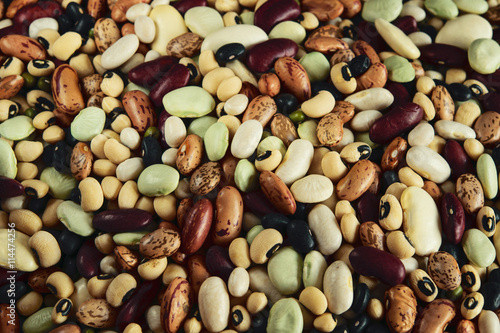 Variety of Beans. Colorful Background.