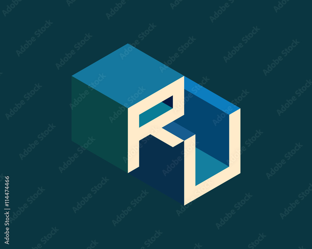 RU isometric 3D letter logo. three-dimensional stock vector alphabet font typography design. RU isometric 3D letter logo. three-dimensional stock vector alphabet font typography design.