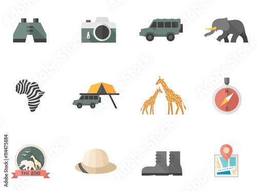 Safari icons in flat color style.