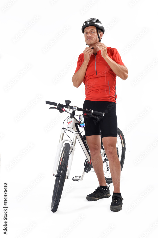 Portrait of a cyclist with mountain bike Portrait of a cyclist with mountain bike