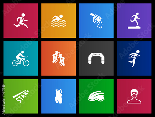 Triathlon icon series in Metro style.