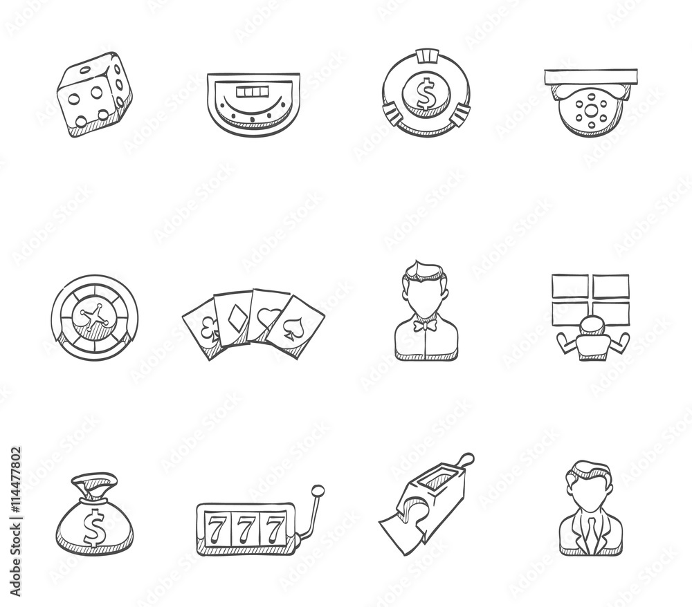 Casino icons in sketch. Casino icons in sketch.