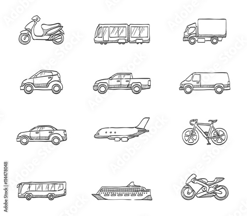 Transportation icon series in sketch.