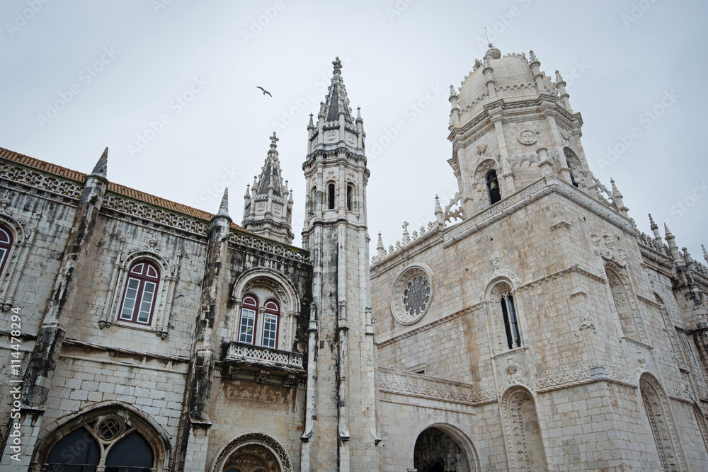 Jeronimos Monastery in the Belem area of Lisbon, Portugal. The monastery is classified as a UNESCO world heritage site