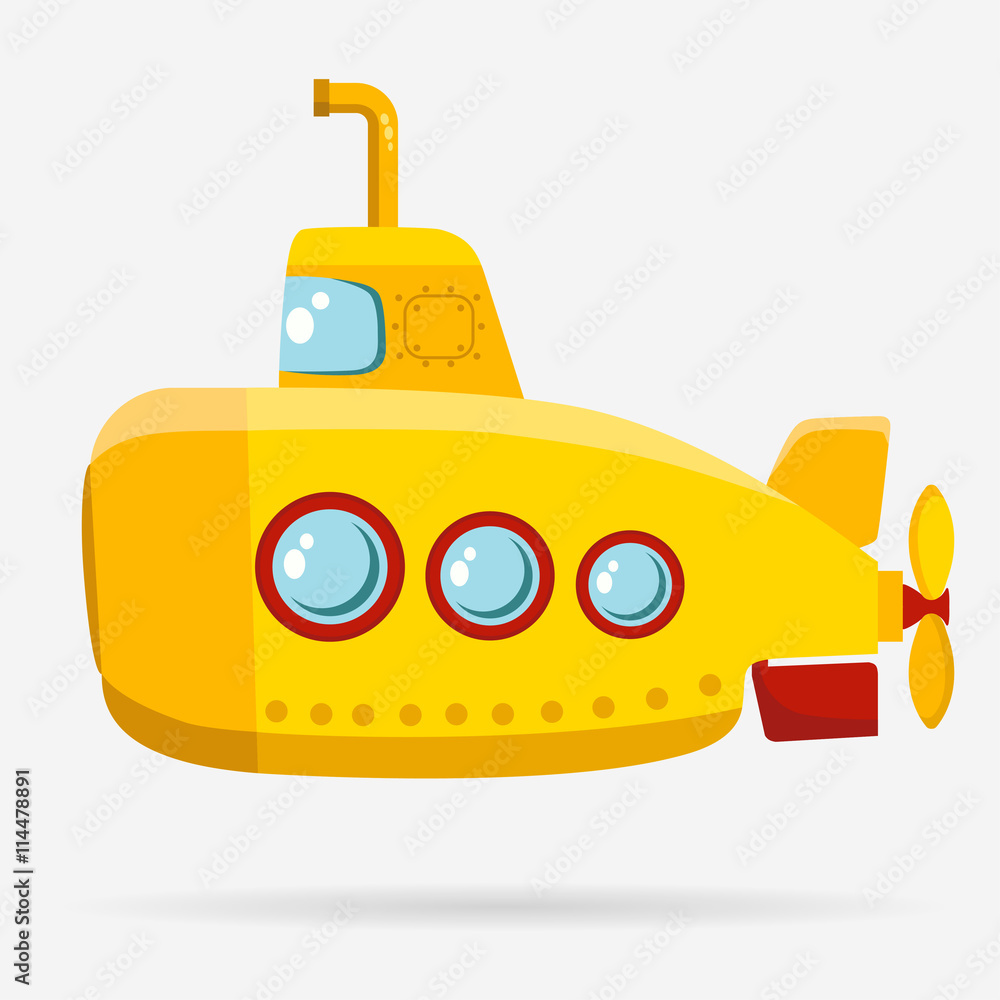 Fototapeta premium Żółta łódź podwodna z peryskopem