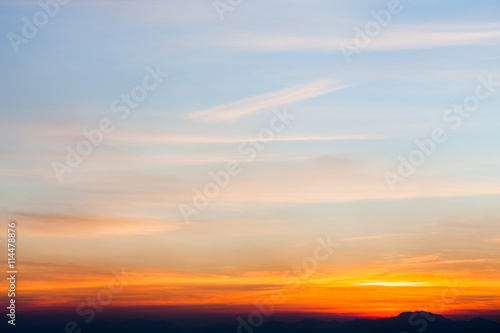 colorful dramatic sky with cloud at sunset