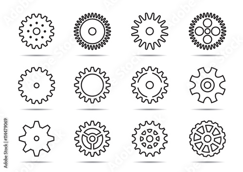 Set of grey gears. Vector Illustration.