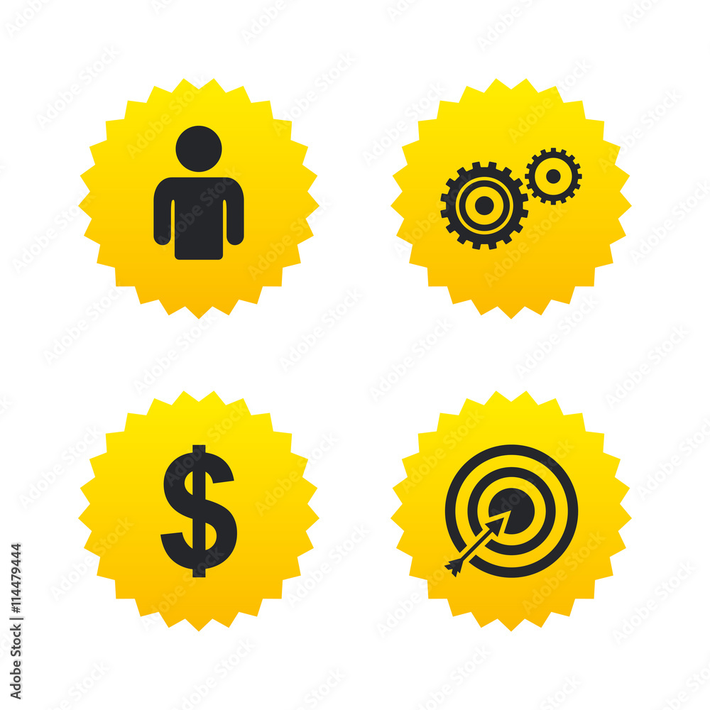 Business signs. Human and aim targer with arrow. Business signs. Human and aim targer with arrow.