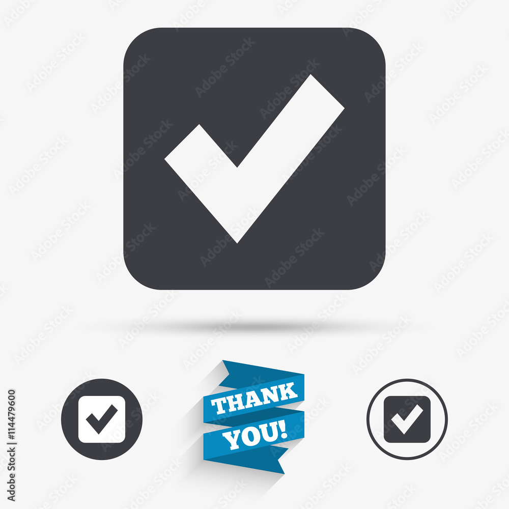 Check mark sign icon. Checkbox button. Check mark sign icon. Checkbox button.