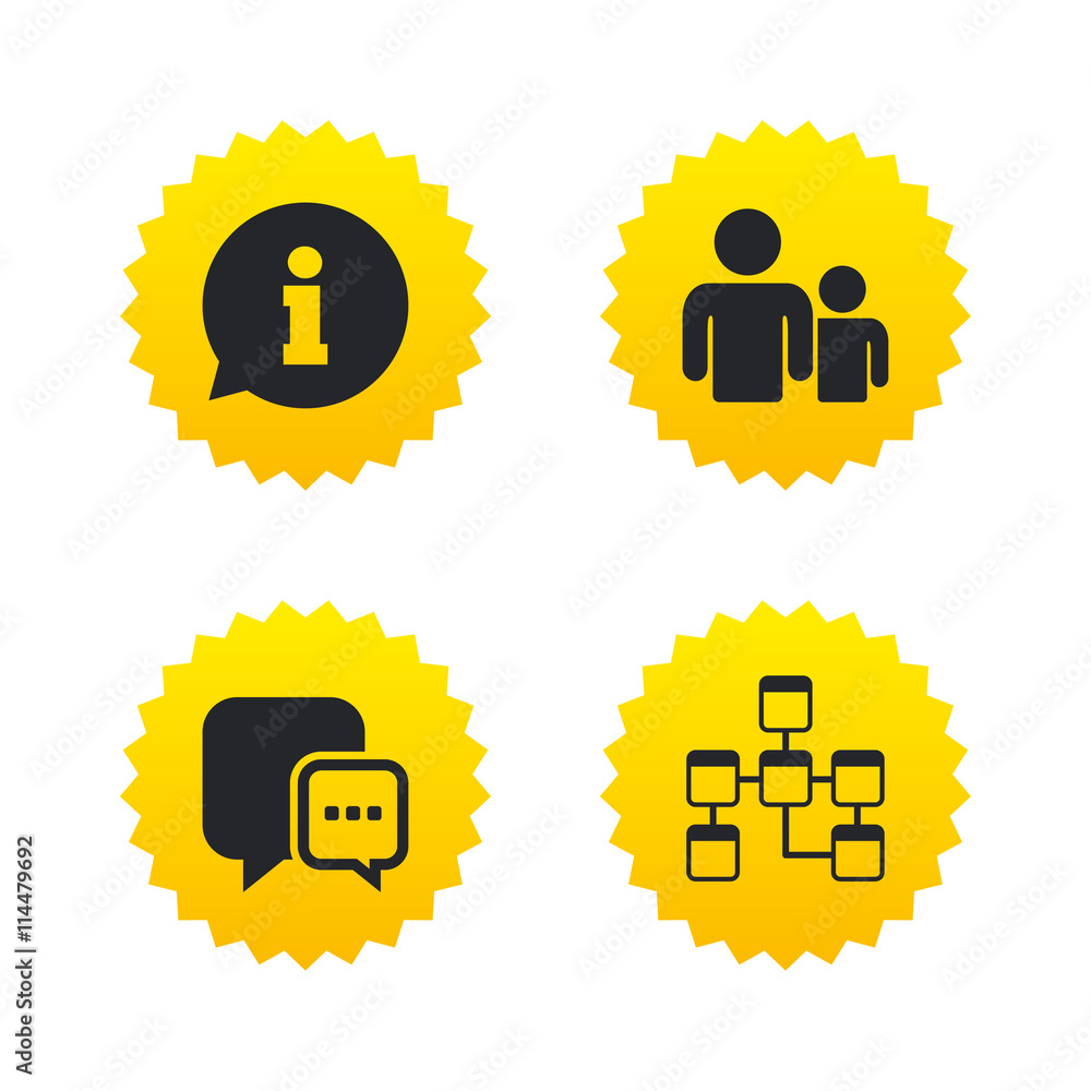 Information sign and group. Communication icons. Information sign and group. Communication icons.