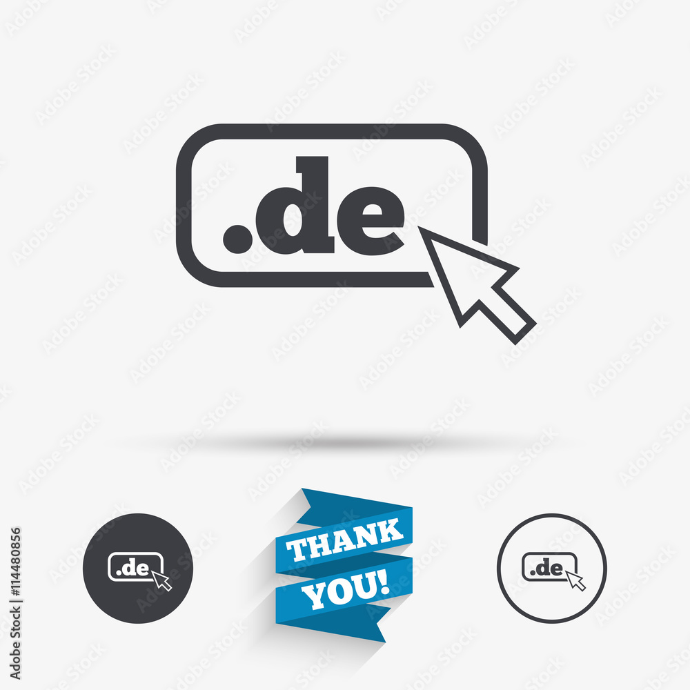 Domain DE sign icon. Top-level internet domain Domain DE sign icon. Top-level internet domain