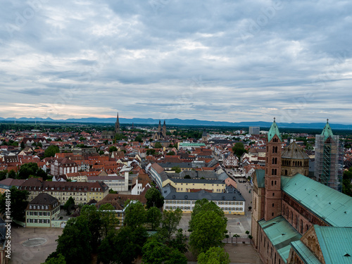 Speyer Dom Rheinland Pfalz Kaiserdom Rhein Fliughafen Luftbild Brezel