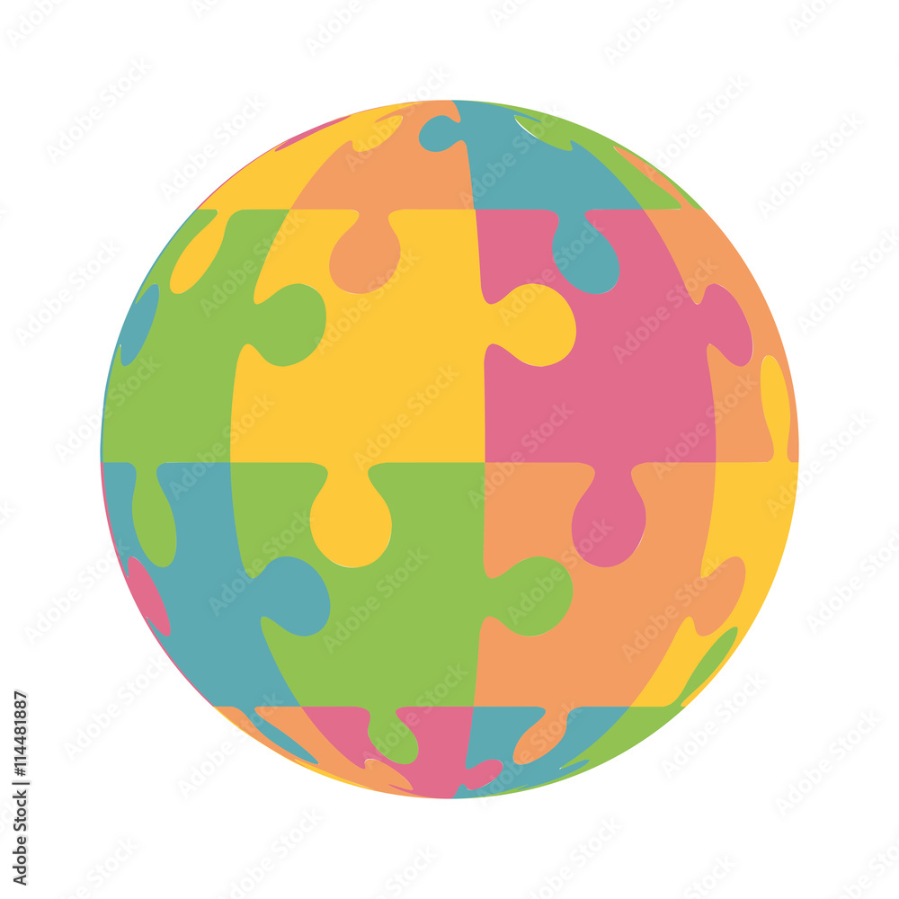 Piece of game concept represented by sphere of puzzle icon. isolated and flat illustration 