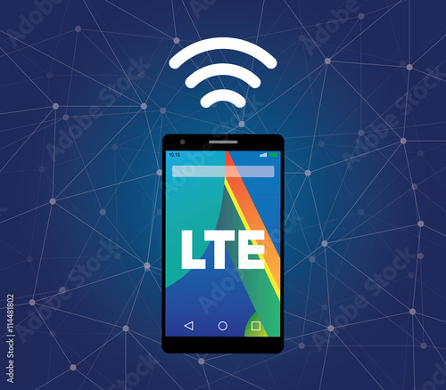 lte sign signal symbol with smartphone and wifi vector graphic