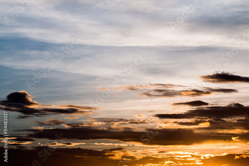 colorful dramatic sky with cloud at sunset