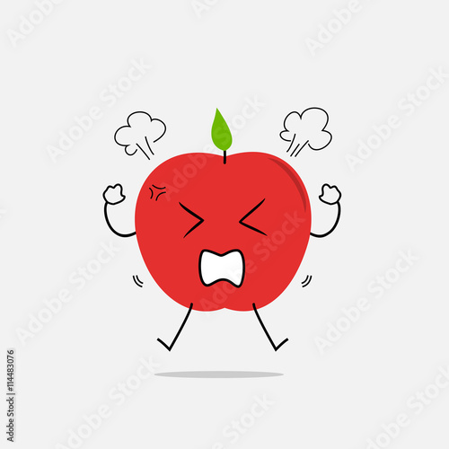 angry apple simple clean cartoon illustration