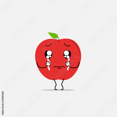 crying apple simple clean cartoon illustration