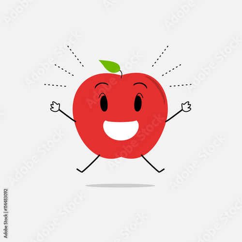 happy apple simple clean cartoon illustration